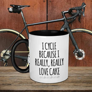 EllieBeanPrints I CYCLE BECAUSE I REALLY REALLY LOVE CAKE MUG